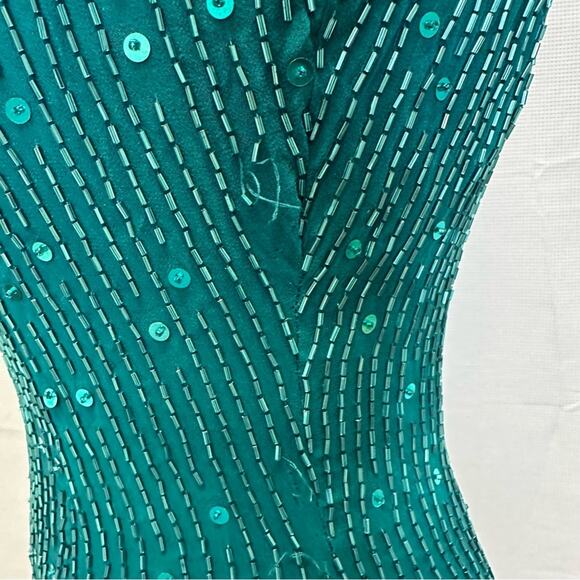 Vintage 1993 Sleeveless Green Embellished Dress | Niteline by Della Roufogali - Picture 5 of 12